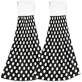 ALAZA White Polka Dot Black Kitchen Hand Towel Home Decor Hanging Towels 2PCS Soft Absorbent Cloth Tie Towels for Bathroom Laundry Room 14 x 18.2 Inches