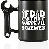 Onebttl Coffee Mug With Wrench Spanner Handle - Dad Gifts From Daughter and Son, 13.5oz Funny Ceramic Mug for Father's Birthday, Father's Day, Christmas - Dad Can Fix