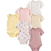 BABYSOLIS 6 Pack Unisex Baby Boy Girl Rompers 0-12months Infant Short Sleeve Bodysuits New Born Soft Cotton One-Piece Clothes