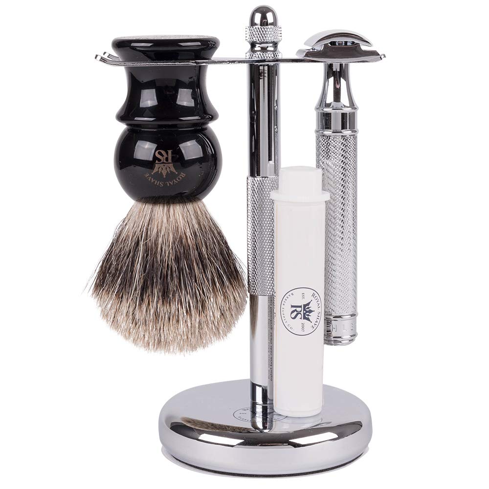RoyalShave Muhle R89 Closed Comb Safety Razor Kit- Gift Set with Safety Razor, Shaving Brush, Chrome