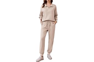 PINSPARK 2 Piece Sets for Women 2024 Fall Travel Outfits Long Sleeve Tracksuit Joggers Sets Half Zip Sweatsuit Matching Set