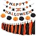 25PCS Happy Halloween Banner Kit with 6 Pompom Flower Tissue Paper and 18 Paper tassel, All Saints' Day Decor Supplies for Halloween Party Home Decorations