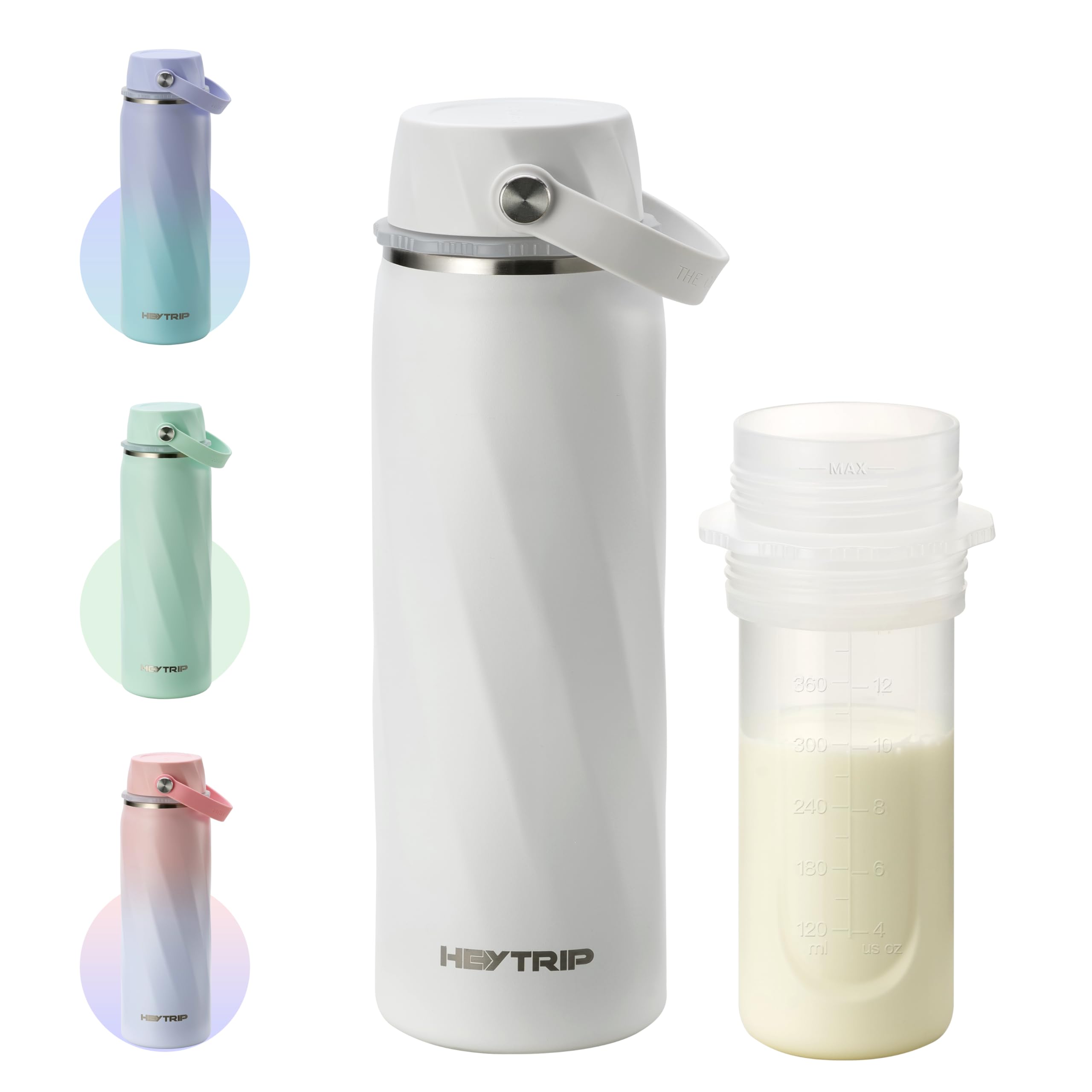 Photo 1 of HEYTRIP Portable Breastmilk Cooler - 20oz Stainless Steel Milk Chiller Bottle for Travel & Work | Reusable Breastmilk Storage Container, 36+ Hour Cooling, TSA Approved | White