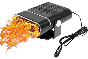 INKERSCOOP Portable Car Heater 12V 150W 360° Rotation Fast Heating Cooling Fan Defogger & Defroster Plug-in Cigarette Lighter Small Air Heater - Black3