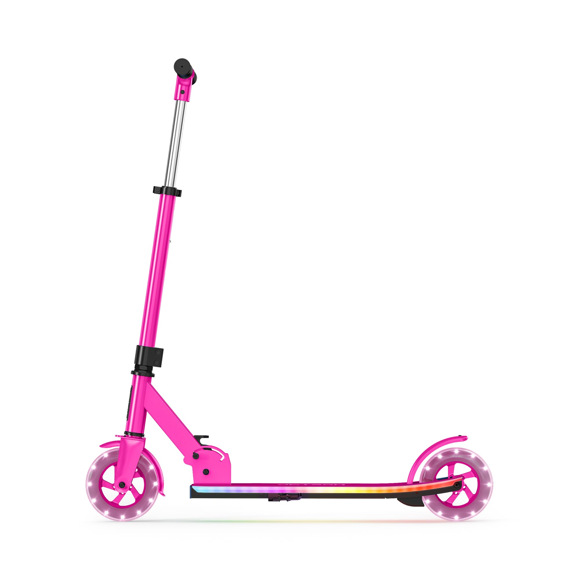 Jetson Highlight 2-Wheel Kick Scooter, Kinetic Lights on Deck and Wheels, 6 Inch Wheels, Rear Brake, Easy-Folding Mechanism, Ages 6+, Pink, JHGLT-PNK Image