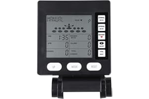 Replacement Rowing Machine Counter Speedometer with LCD Screen, Black Plastic Monitor for Wind Resistance Equipment