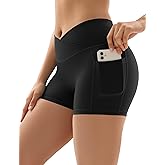 Vertvie Gym Shorts Women 3"/ 9" Crossover Biker Shorts High Waisted Spandex Workout Yoga Volleyball Booty Shorts with Pockets