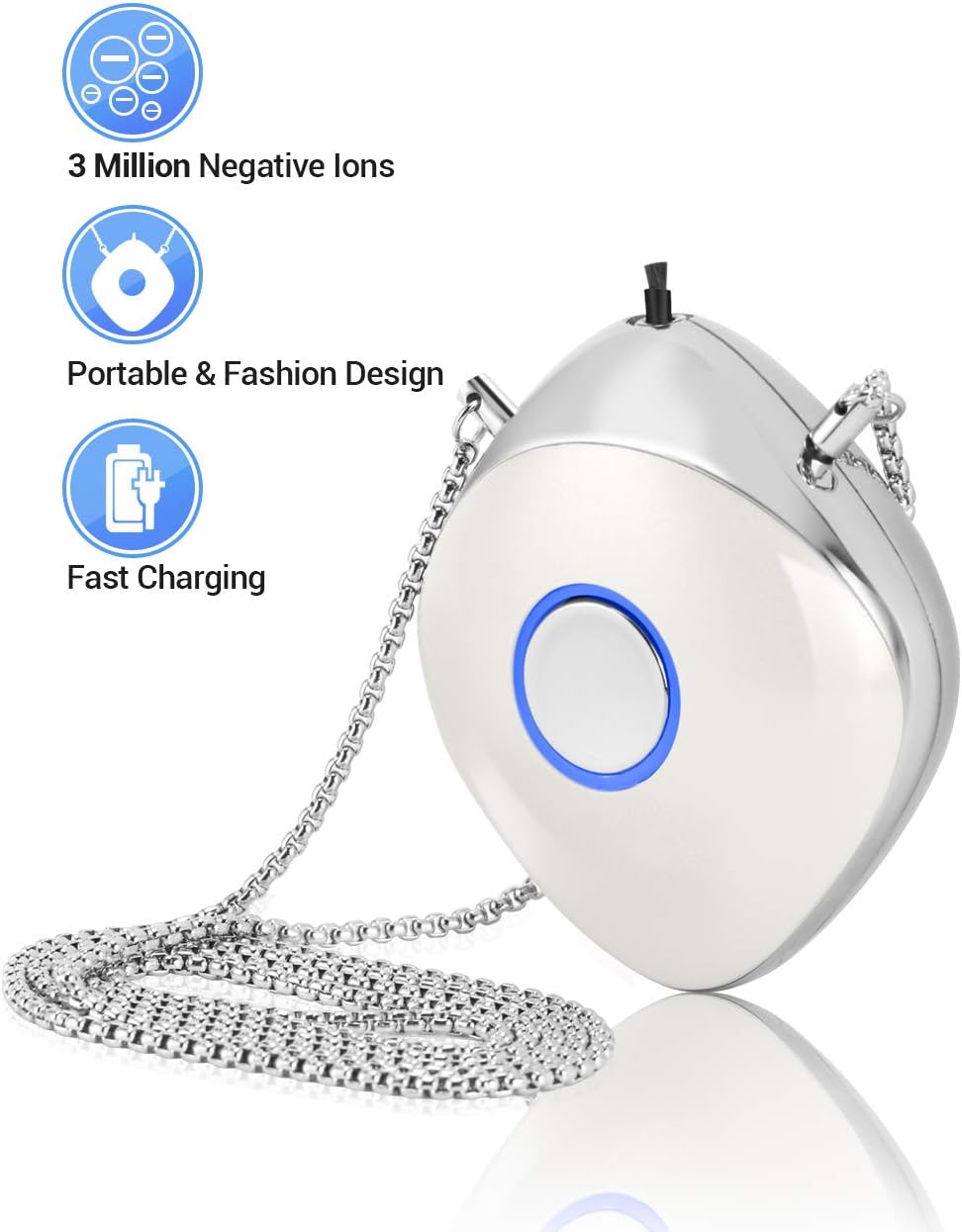 Personal Wearable Air Purifier Portable Negative Ion Generator Necklace Mini Air Freshner Ionizer Low Noise Gift