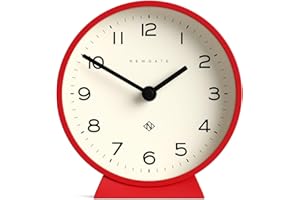 NEWGATE® M Mantel Echo Desk Clock | Modern Round Design | Red | Easy to Read Numbers | Contemporary Style for Desk, Table, Shelf or Bedside