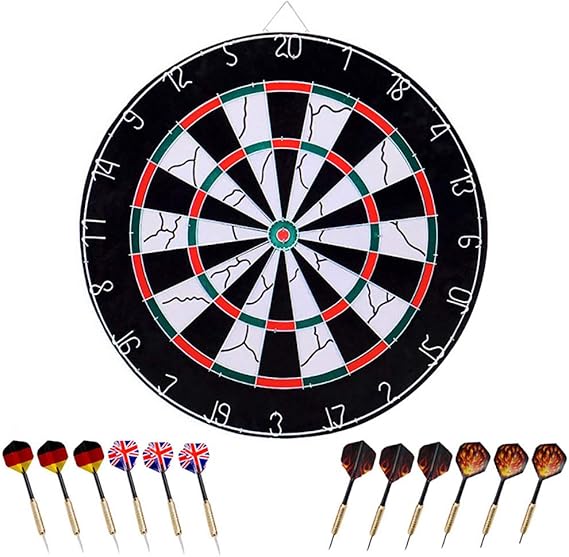 Queta Cible de Fléchettes Champion Tournoi Dartboard Double Face Flocage Disque de Fléchettes 18 ...
