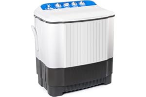 EUASOO 24Lbs Portable Washer and Dryer, Portable Washing Machine, Washer (16Lbs)& Spin(8Lbs)2 in 1 Twin Tub Washer Compact Machine with Drain Pump