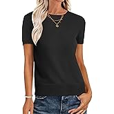 ANRABESS Womens Short Sleeve Sweaters Wool Blend Crew Neck Sweater Shirts Business Casual Work Tops 2026 Summer Outfits