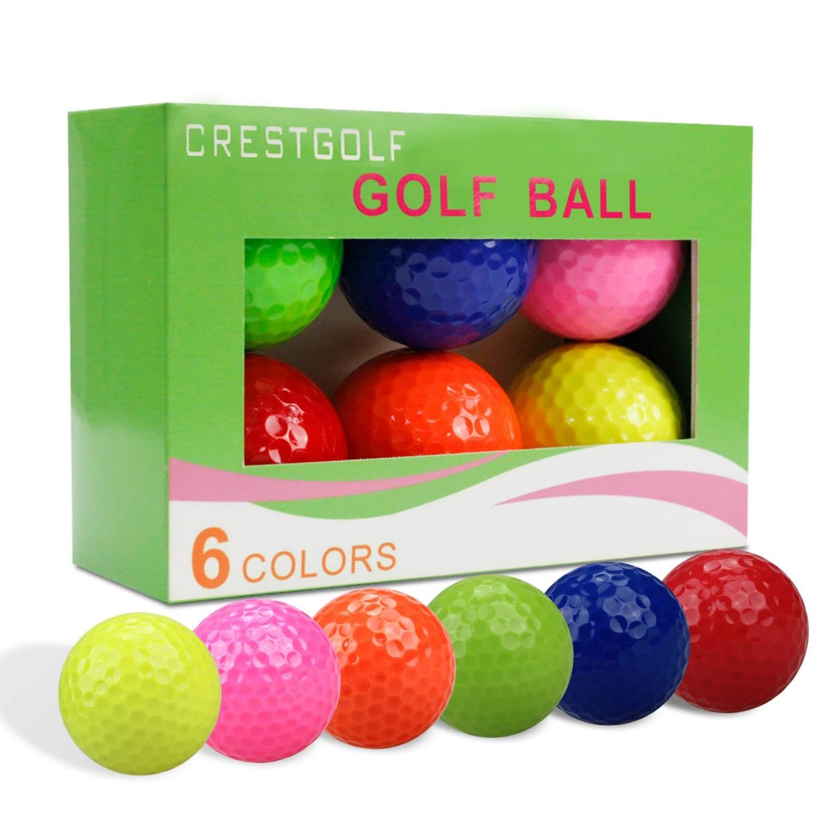 CRESTGOLF 42.6mm Golf Ball,6 Pack Colored Golf Ball,Golf Gifts for Men Driving Range