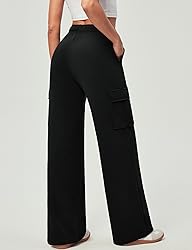 IUGA Fleece Cargo Sweatpants for Women Wide Leg