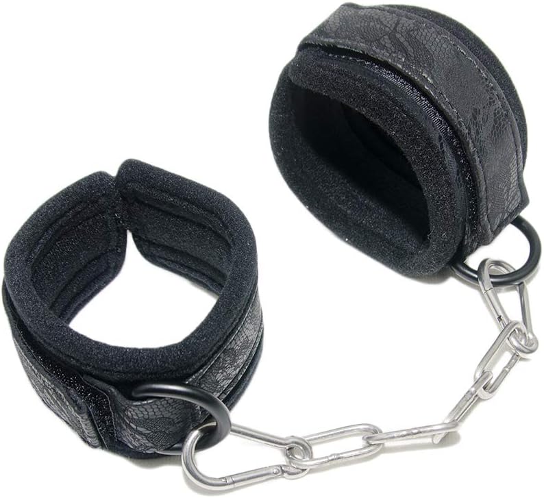 WTPR Adjustable Length Stainless Steel Chain Black Stretch Fabric Nylon Buckle Goat Hobbles