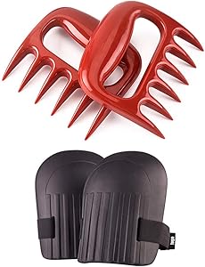uulu 2 Pack Cultivator Claw Held Garden Paw Tools Ergonomic Hand Tiller Rake for Lawn Aerating&Cultivating&Weeding&Planting Extra 2 Knee Pads Free