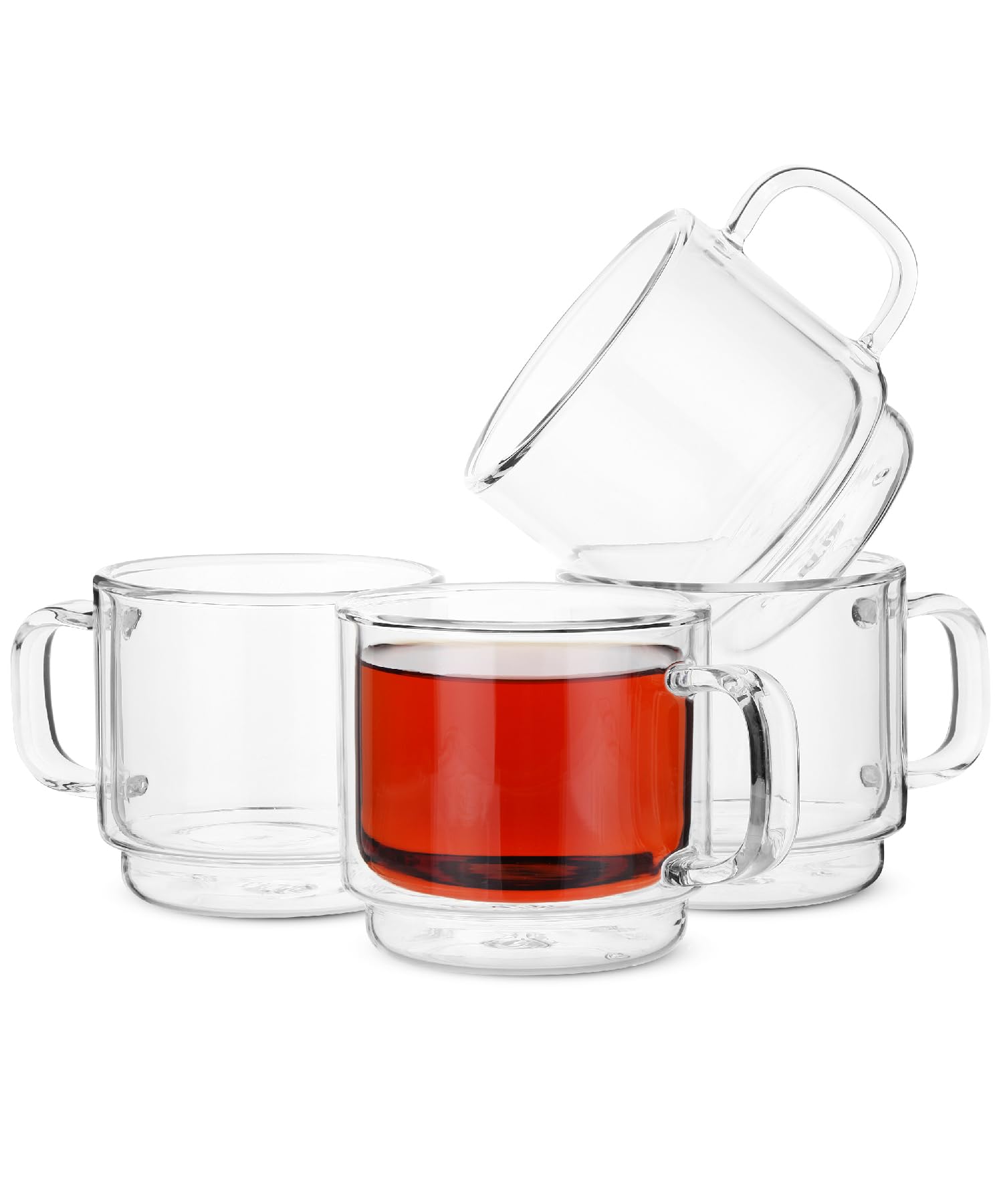 Photo 1 of (FAIR) BTaT- Stackable Insulated Coffee Mugs, Glass Tea Mugs, Set of 4 (12 oz, 350 ml), Double Wall Glass Coffee Cups, Tea Cups, Latte Cups, Beer Glasses, Latte Mug