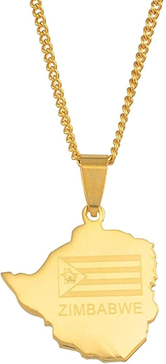WYDSFWL Necklace Map of Zimbabwe Little Pendant Necklaces for Women