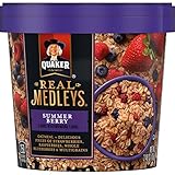 Quaker Real Medleys Oatmeal+, Summer Berry, Instant Oatmeal+ Breakfast Cereal, 2.46 oz Cup (Pack of 12)