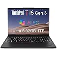 Lenovo ThinkPad T16 Gen 3 Business Laptop (16" FHD+, Intel 12-Core Ultra 5 125U (>i7-1355U), 32GB DDR5, 1TB SSD), 2 x Thunderbolt 4, Fingerprint, Backlit, 5MP Webcam, Ethernet, Win 11 Pro, 2025 AI PC