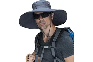 HUAMULAN 6" Super Wide Brim Sun Hats, Men and Women Bucket Hat for Fishing Hiking Garden Lawn Work Safari Camping Outdoor