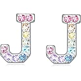 Women Initial Letter Stud Earrings,Alphabet Number Earrings Gifts Jewelry for Women