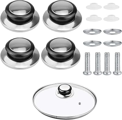Gunwon 4 Pcs Pot Lid Knobs Stainless Steel Bakelite Replacement Handles with