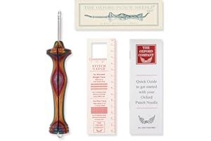 The Oxford Punch Needle #10 (1/4 inch Loop) Fine Point Punch Needle | Patented Design | Ergonomic Colorful Symfonie Wood Handle | Electropolished Steel Tip | Ideal for Rug Hooking
