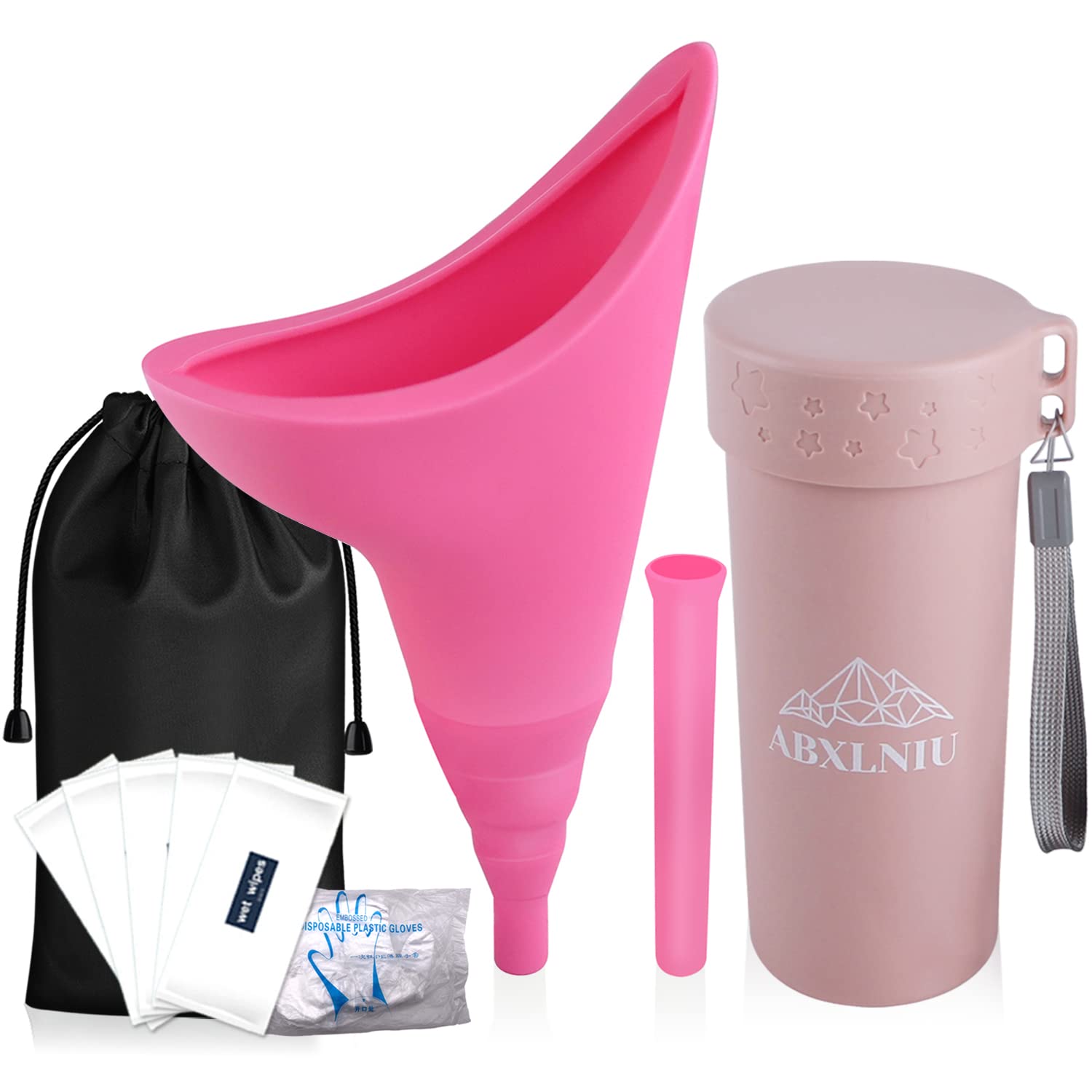 Photo 1 of ABXLNIU Female Urination Device with Cup, Portable Female Urinal Pee Funnel for Women Travel - Stand Up to Pee Anywhere, Reusable Womens Urinal Funnel She Pee Wee, Pink