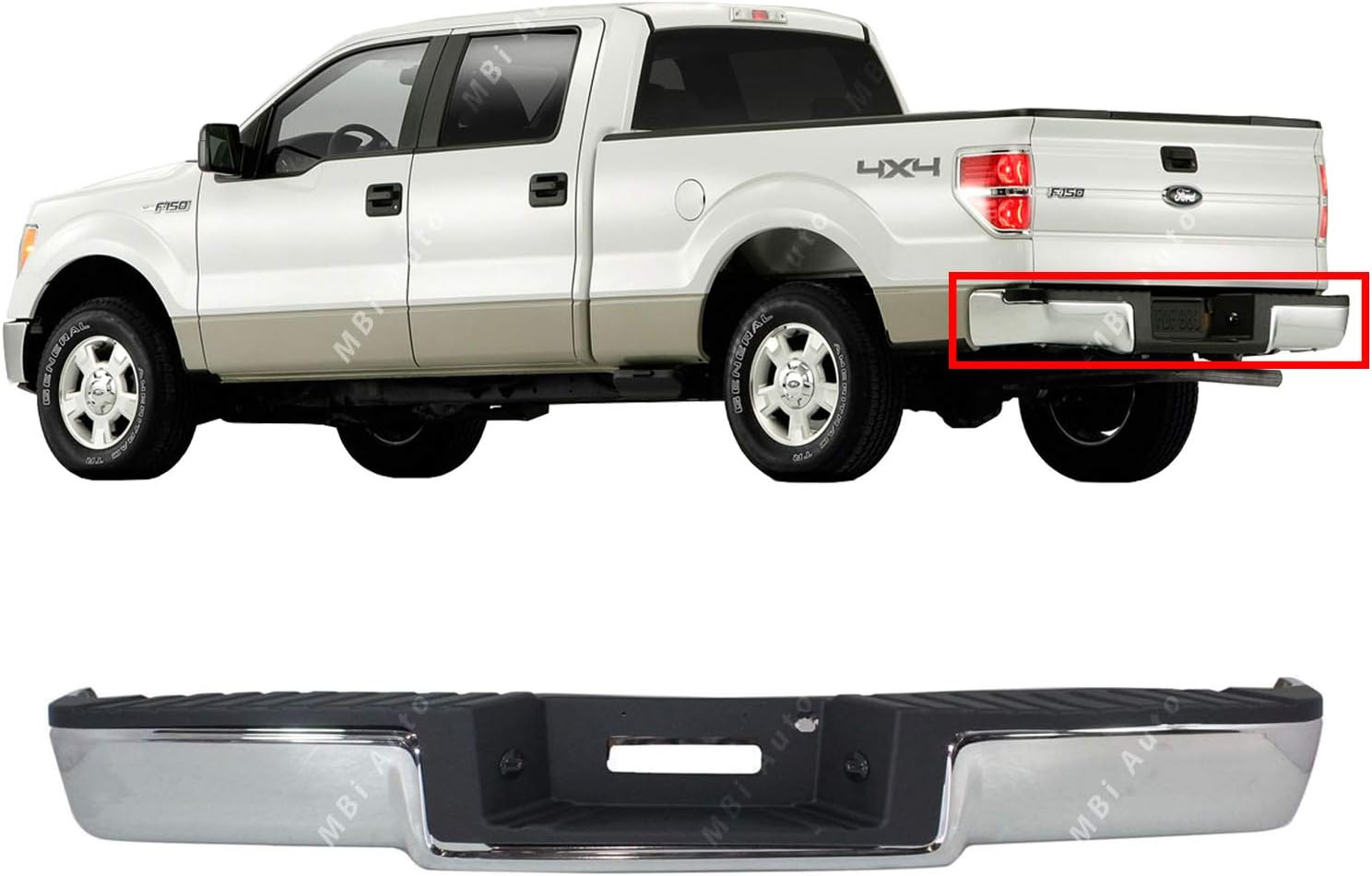 BUMPERS THAT DELIVER - Chrome, Steel Rear Step Bumper Assembly for 2006 2007 2008 Ford F-150 w/Hitch 06 07 08, FO1103136