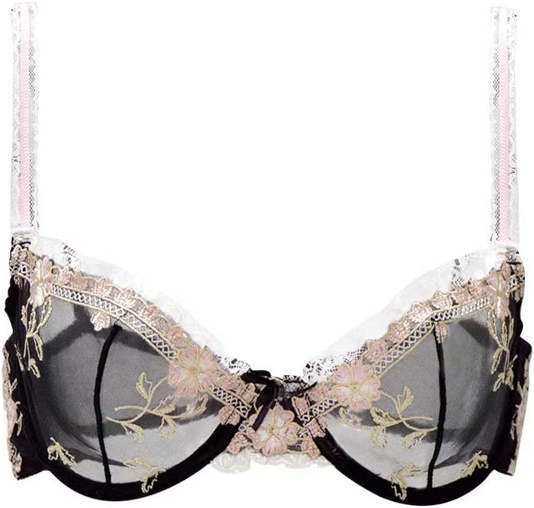 Dirie Sheer Bras and Panties Set See-Through Bra Sexy Lace Mesh Unlined Bralette for Women