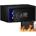 SongYung Fire Resistant Safe Box with Fireproof Waterproof Bag and Sensor Light,0.55 Cubic Feet Money Safe with Emergency External Power Supply,Electronic Digital Security Safe