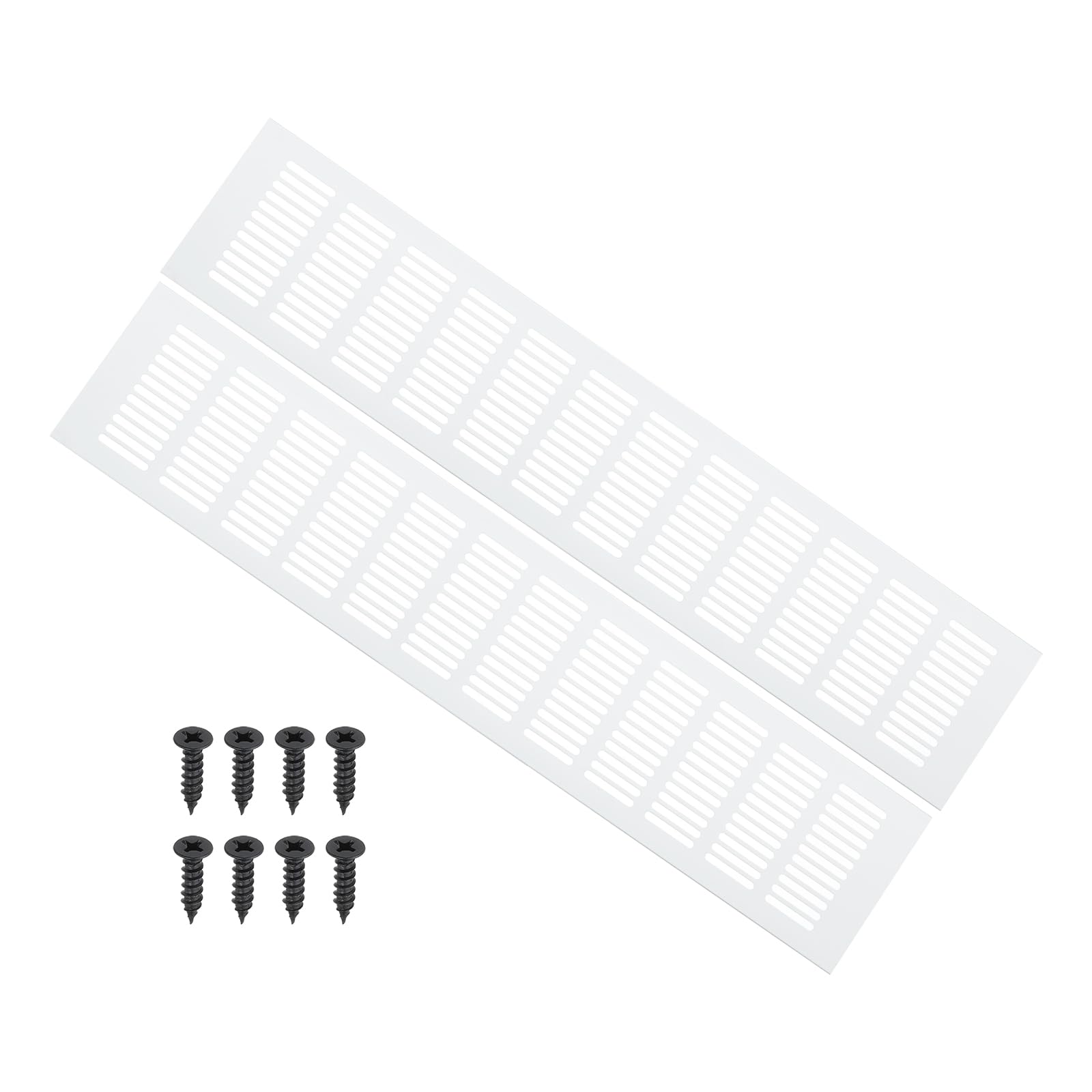 PATIKIL 20 x 4 Inch Door Air Vent Cover, 2 Pcs Heavy Duty Aluminum Grille Ventilation Cover Louvered with Mounting Screws for Cabinet Wardrobe Door, Silver — image 1
