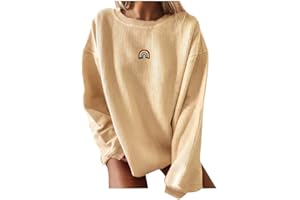 PGOJUNI Crewneck Sweatshirts for Teen Girls, Womens Sweatshirt Loose Waffle Daisy Graphic Casual Long Sleeve Basic Blouse