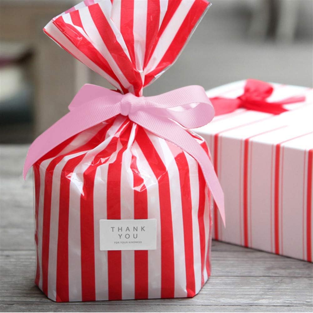 Amazon ラッピング 袋 ギフトバッグ 50枚 14 小分け袋 マチ付き バレンタイン ホワイトデー 縦縞 ピンク レッド シール リボン付き 贈り物 プレゼント用 小物入れ レッドバッグ ピンクリボン ギフトバッグ 袋 文房具 オフィス用品