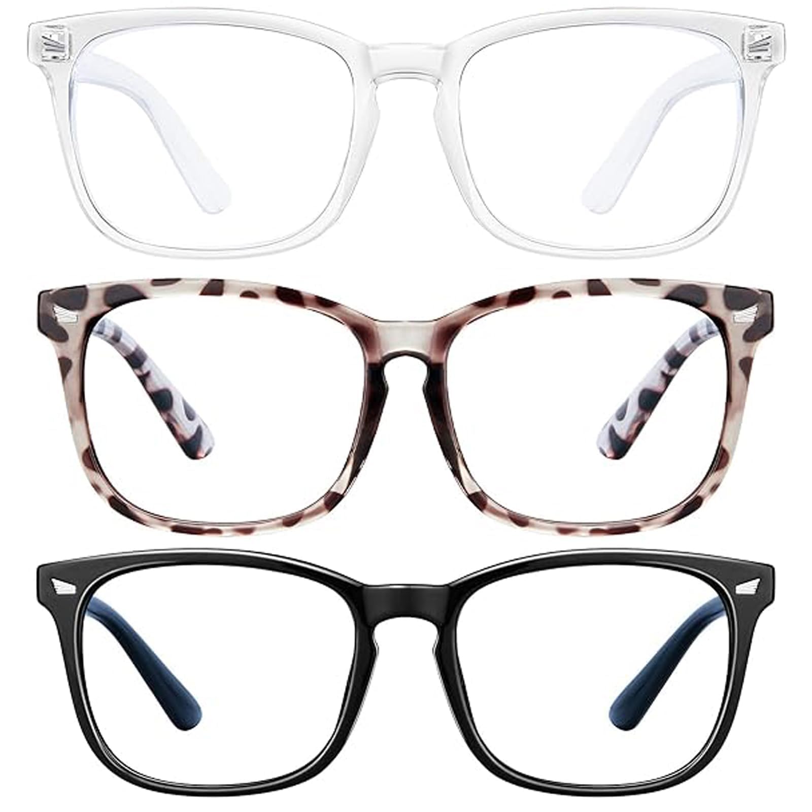 YFHUVB 3Pcs Blue Light Glasses - Men & Women, Computer Glasses - Clear Lenses