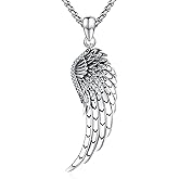 LOOVE Angel Wings Necklace 925 Sterling Silver Guardian Angel Nurse RN Caduceus Pendant Charm Crystal Angel Jewelry Gifts for Women