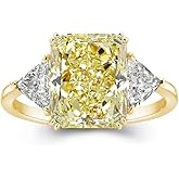 RODIFFY 4.0/5.0CT Yellow,Ruby, Blue Stone Engagement Ring for Women,3-Stone Radiant Cut S925 Silver Promise Ring