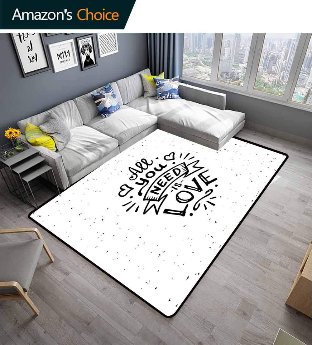 Love Floral Area Rug Soft, Vintage Style All You Need is Love