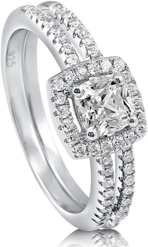 Amazon Com Berricle Rhodium Plated Sterling Silver Cushion Cut