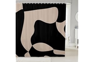 jejeloiu Black and Dark Tan Shower Curtain 72"x72" Geometry Modern Bathroom Shower Curtain Set Neutral Art Bath Curtain Abstarct Art Kids Bathroom Accessories