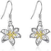 Grmdit Lily Earrings Sterling Silver Lily Flower Dangle Flower Jewelry Gifts for Women