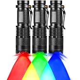 RaySoar 3 Pack Multi-Colored Light Single Mode Flashlight: Red Green Blue Light RGB Flashlight for Night Activities, Optical Effects