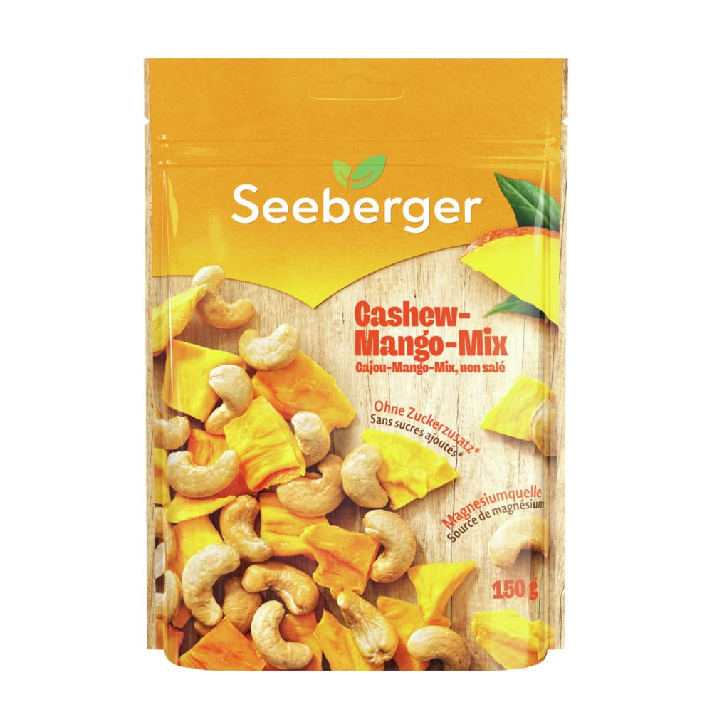 Seeberger Cashew-Mango-Mix/knackig-fruchtige Mischung aus Cashewkernen und Mangostücken, glutenfrei, vegan (12x150g)