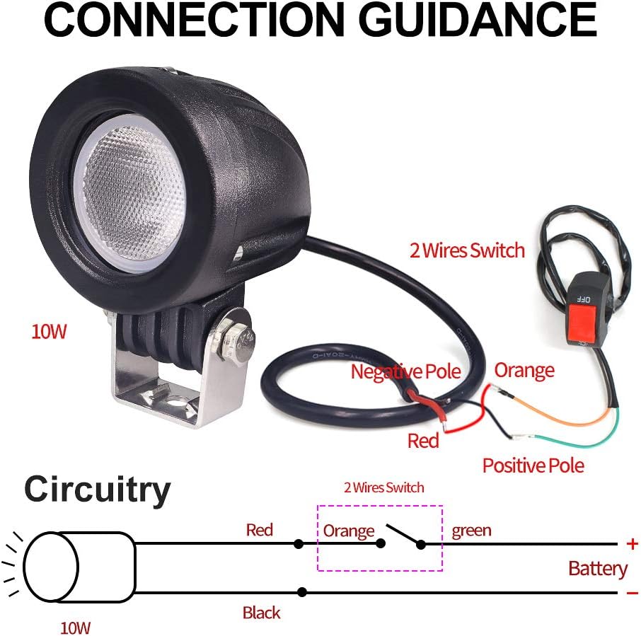 Ourbest Motorcycle Driving Lights,10W 2inch LED Dirt Bike Fog Lights for Harley Yamaha Motorbike Accent Off Road Lighting: Automotive