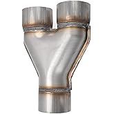 Exhaust Y Pipe, T409 Stainless Steel 2.5 Inch Y Pipe, 2.5" Single to 2.5" Dual Exhaust Adapter Connector, 10" Overall Length,