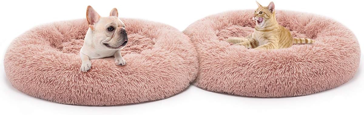 MIXJOY Orthopedic Dog Bed Comfortable Donut Cuddler Round Dog Bed Ultra Soft Washable Dog and Cat Cushion Bed (23''x 23'') (Pink) : Pet Supplies