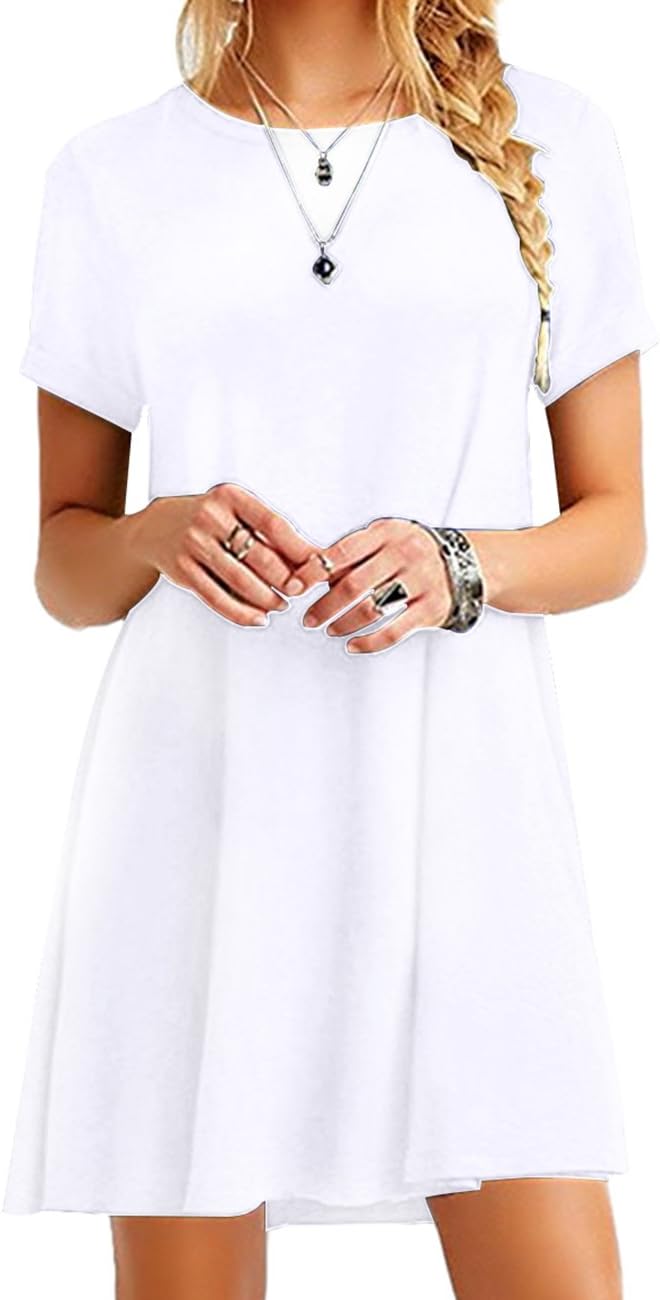 Women Short Sleeve Loose Casual T-Shirt Tops Dress Plus Size XS-4XL US 4-18