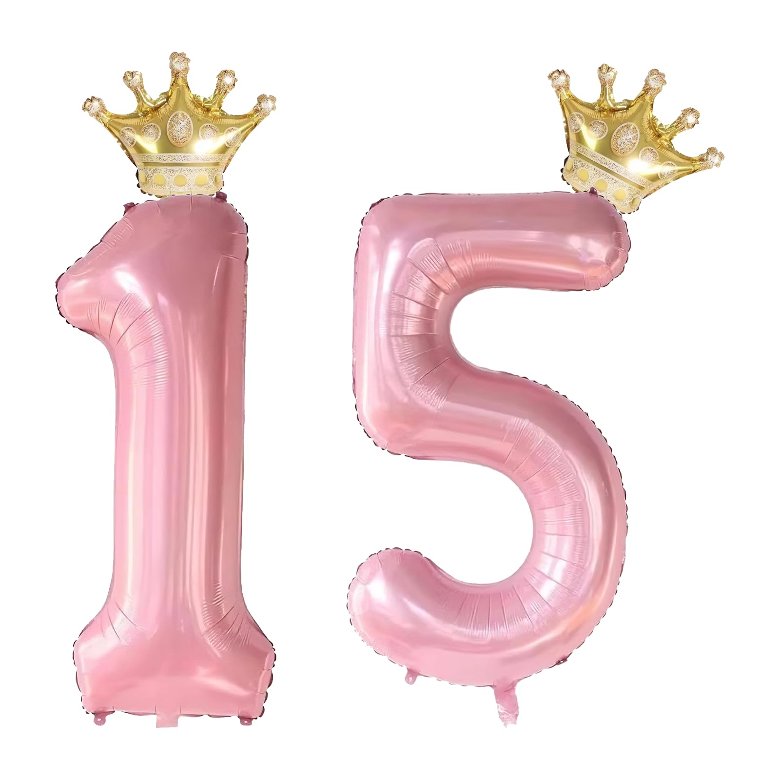 Photo 1 of 15 Number Balloon Pink 40 inch Big Foil Crown Helium 15th Balloons for 15 Year Old Boy Girl Birthday Party Decorations Wedding Anniversary Events Supplies