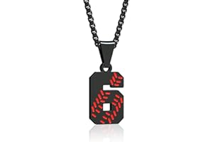 Suweibuke Inspiration Baseball Necklace - Stainless Steel Baseball Chain Number Pendant - Boys & Girls Gift